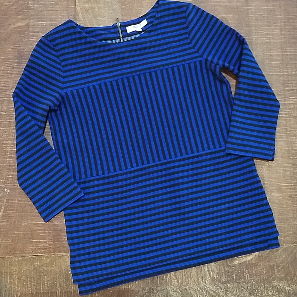 Madewell Blue and Black Striped Top